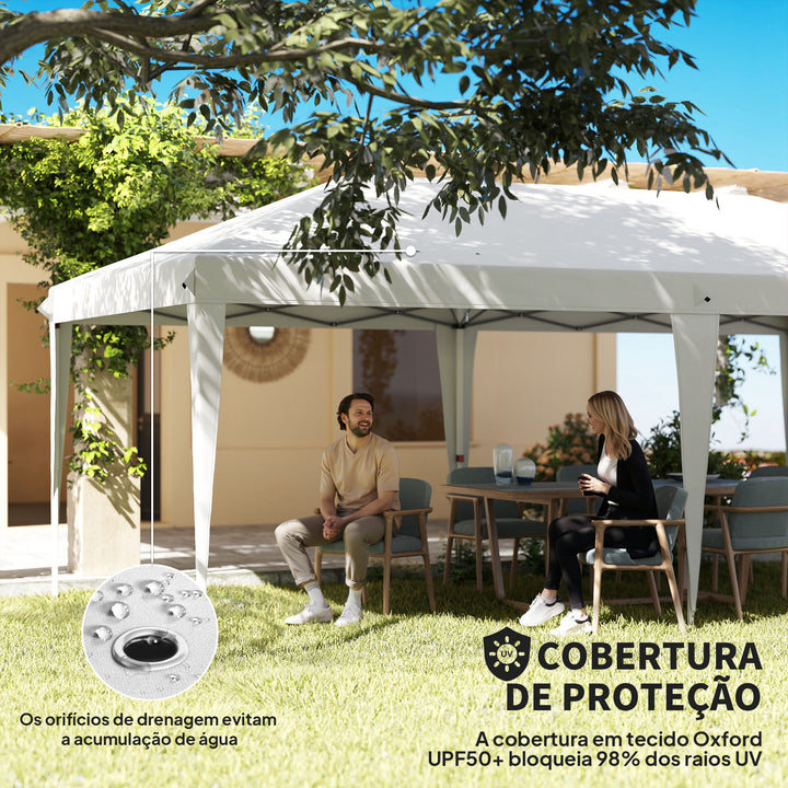 Tenda para Festas 585x295x270 cm com Paredes Laterais Amovíveis Tenda Dobrável com 2 Portas com Fecho de Correr 4 Janelas e Bolsa de Transporte Branco