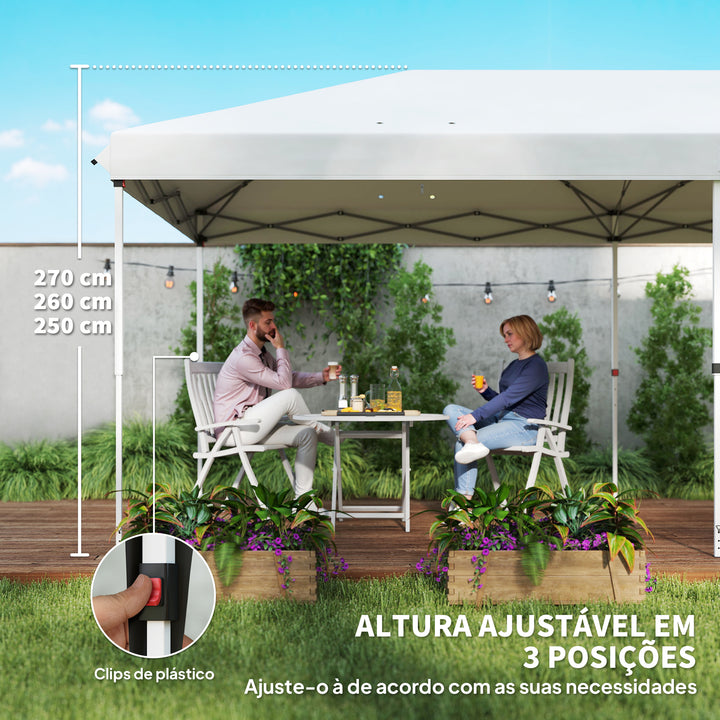 Tenda para Festas 585x295x270 cm com Paredes Laterais Amovíveis Tenda Dobrável com 2 Portas com Fecho de Correr 4 Janelas e Bolsa de Transporte Branco