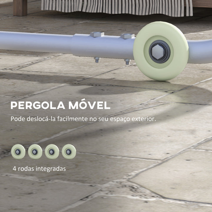 Pérgola 3x3 m Pérgola de Jardim com Rodas Proteção UV 30+ com Sacos de Areia e Estrutura de Aço para Pátio Varanda Cinza Escuro