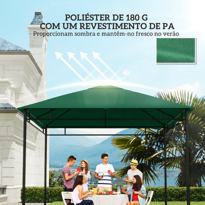 Toldo de Substituição de 3x3m para Pérgola de Jardim com 8 Orifícios de Drenagem e Ventilação Verde