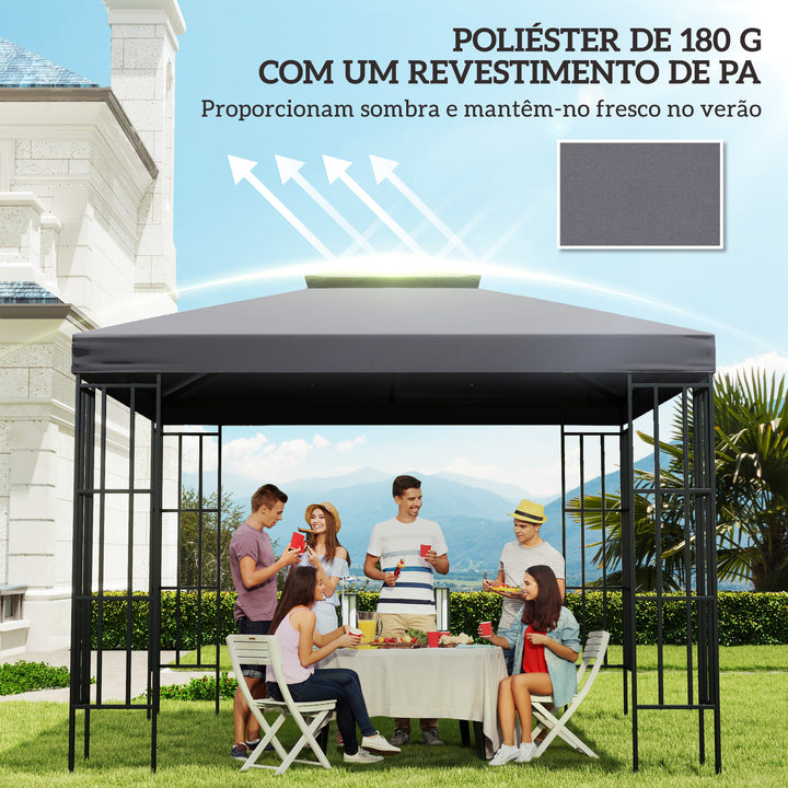 Teto de Substituição para Tenda 3x3 m Cobertura de Substituição com Design de Dois Níveis 8 Orifícios de Drenagem e Proteção UV Apenas Toldo de Substituição Cinzento Escuro