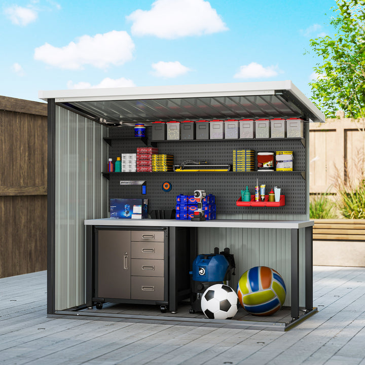 Abrigo de Jardim 1,26 m² 147x86x134 cm Abrigo de Exterior de Aço Galvanizado com 2 Portas para Armazenamento de Ferramentas Preto
