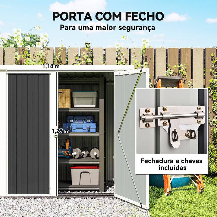 Abrigo de Jardim 1,26 m² 147x86x134 cm Abrigo de Exterior de Aço Galvanizado com 2 Portas para Armazenamento de Ferramentas Preto