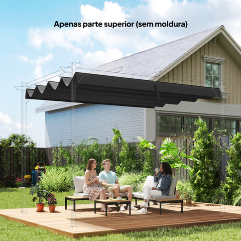 Cobertura para Pérgola Retrátil 286x245 cm Teto de Substituição para Pérgola com Proteção UV30+ para Pérgola de 3x2,15 cm Cinza