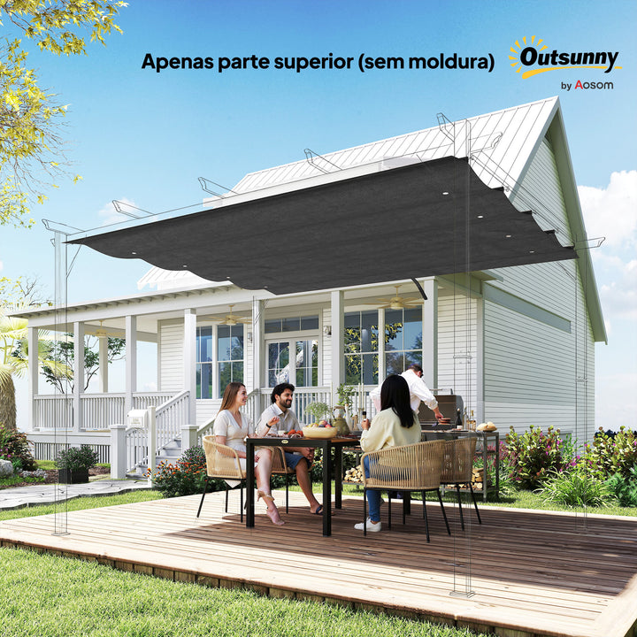 Cobertura para Pérgola Retrátil 286x245 cm Teto de Substituição para Pérgola com Proteção UV30+ para Pérgola de 3x2,15 cm Cinza