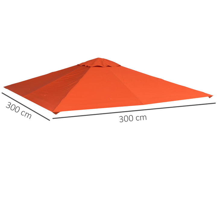 Toldo de Substituição de 3x3m para Pérgola de Jardim com 8 Orifícios de Drenagem e Ventilação Laranja