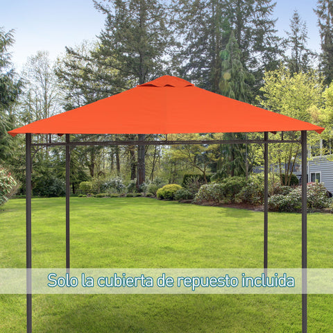 Toldo de Substituição de 3x3m para Pérgola de Jardim com 8 Orifícios de Drenagem e Ventilação Laranja