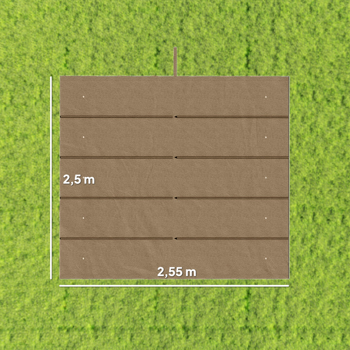 Teto de Pérgola 2,5x2,55 m Teto de Substituição Retrátil para Estrutura de Pérgola de 3x3 m Toldo de Tecido Apenas para Pérgola de Jardim com 10 Orifícios de Drenagem Castanho