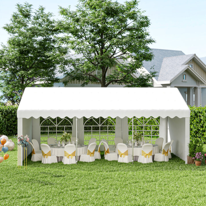 Tenda para Festas 6x4x2,8m Tenda de Jardim com 4 Paredes Laterais Aço e Poliéster Branco