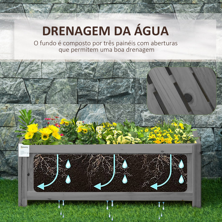 Floreira de Madeira Dobrável Floreira Elevada para Cultivo de Vegetais e Flores no Exterior Pátio Varanda Terraço 70x30x25 cm Cinzento