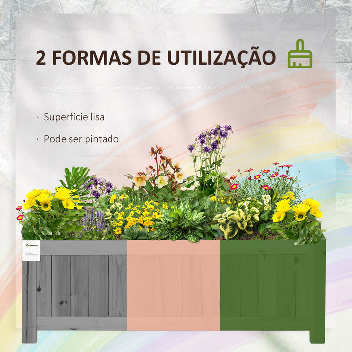 Floreira de Madeira Dobrável Floreira Elevada para Cultivo de Vegetais e Flores no Exterior Pátio Varanda Terraço 70x30x25 cm Cinzento
