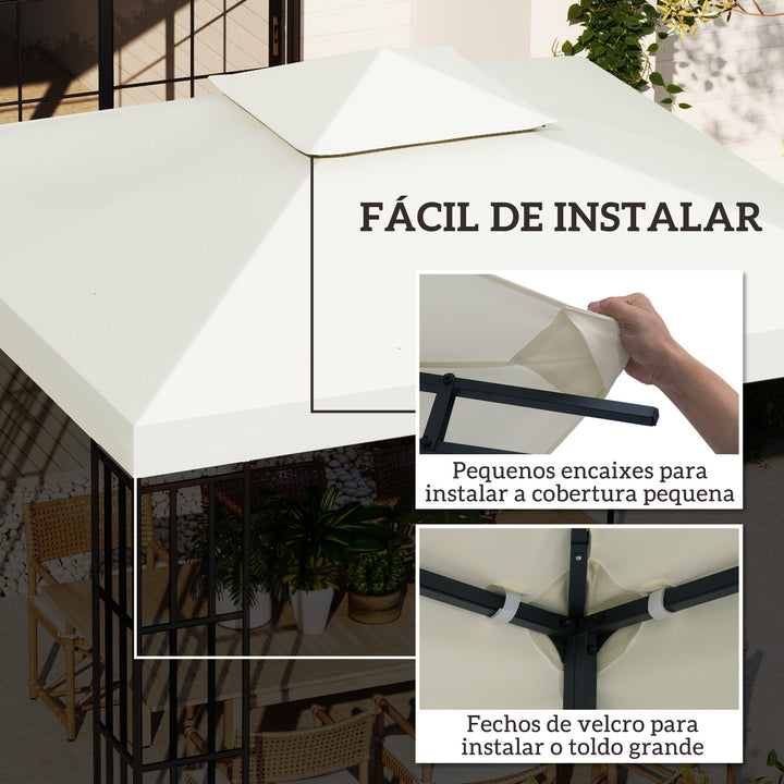Toldo de Substituição 3x3m para Pérgolas Toldo de Substituição de Pérgolas de Jardim Creme
