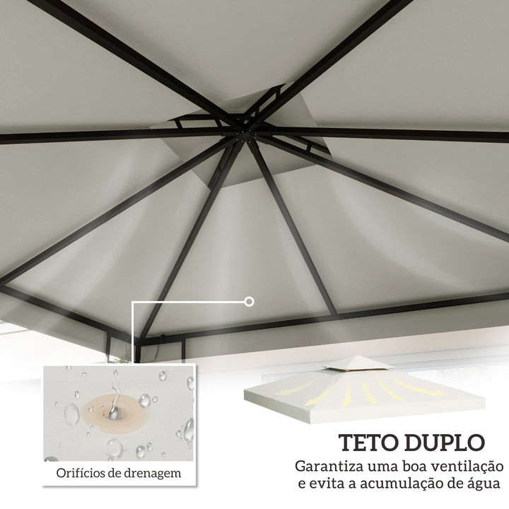 Toldo de Substituição 3x3m para Pérgolas Toldo de Substituição de Pérgolas de Jardim Creme