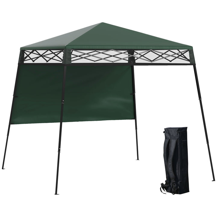 Tenda Dobrável 220x220x200 cm Tenda Dobrável com 1 Parede Lateral Bolsa de Transporte Impermeável e Proteção UV50+ para Jardim Pátio Verde
