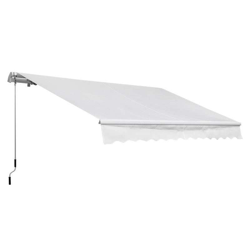 Toldo Manual 3,5x2,5 m de Alumínio Toldo de Varanda Pátio com Manivela Resistente a Água Proteção Solar UV para Jardim Exterior Branco