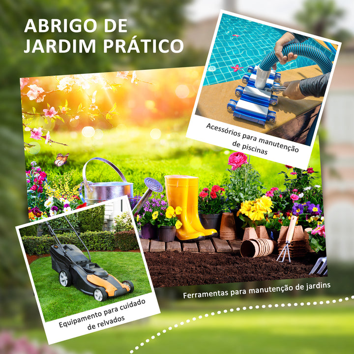 Abrigo de Jardim 1,14 m² 151x92x193 cm Abrigo de Exterior Metálico com Chão Porta de Correr Janela e Teto Inclinado para Armazenamento de Ferramentas Cinzento