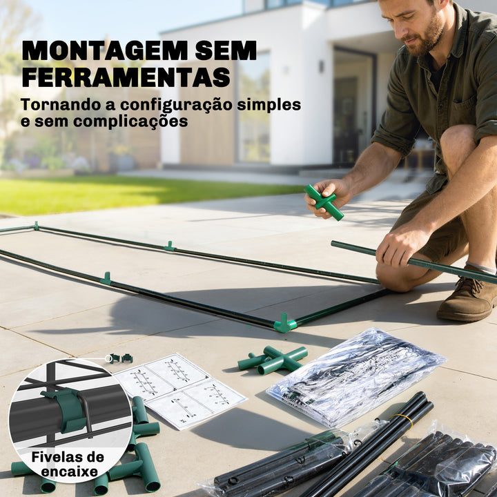 Estufa Pequena de 3 Níveis, Estufa de Exterior com 2 Portas Enroláveis, Estrutura de Aço e Cobertura de Plástico Anti-UV para Cultivo de Plantas, Flores, 143x46x165 cm, Transparente