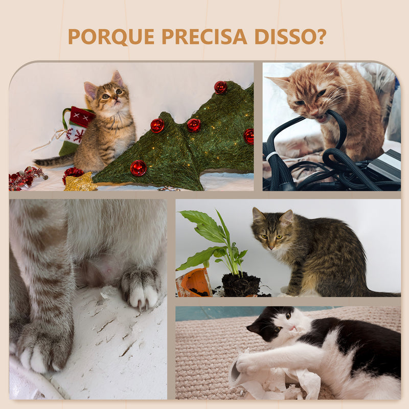 Prateiras de Parede para Gatos de 4 Peças Arranhador de Parede para Gatos com Postes de Sisal Plataforma de Salto e Bola de Brinquedo Bege