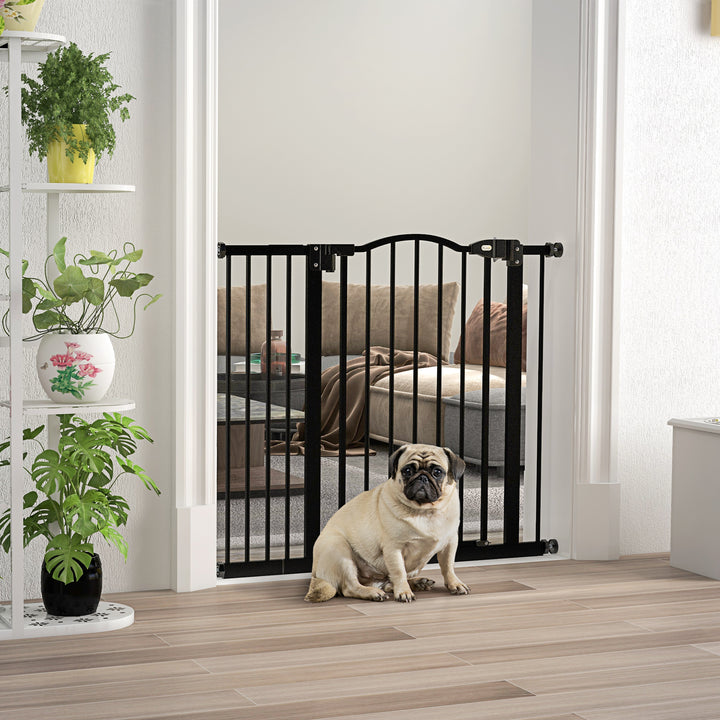 Barreira de Segurança para Cães Barreira com Largura Ajustável 74-94 cm Barreira para Cães com Extensão para Escadas e Portas Preto