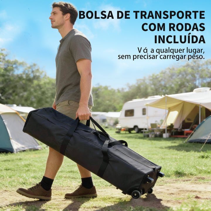 Tenda Dobrável Pop-up Gazebo 4x4 m com Bloqueio Central, UPF50+, Altura Ajustável, 4 Sacos de Areia e Bolsa de Transporte com Rodas, para Camping, Festas, Bege e Castanho