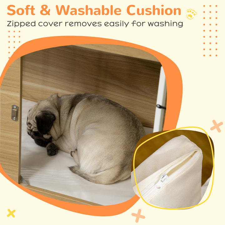 Gaiola para Cães com Mesa Auxiliar e Almofada Lavável Gaiola para Animais com Estrutura de Aço para Cães Médios e Grandes 90x58x65 cm Carvalho
