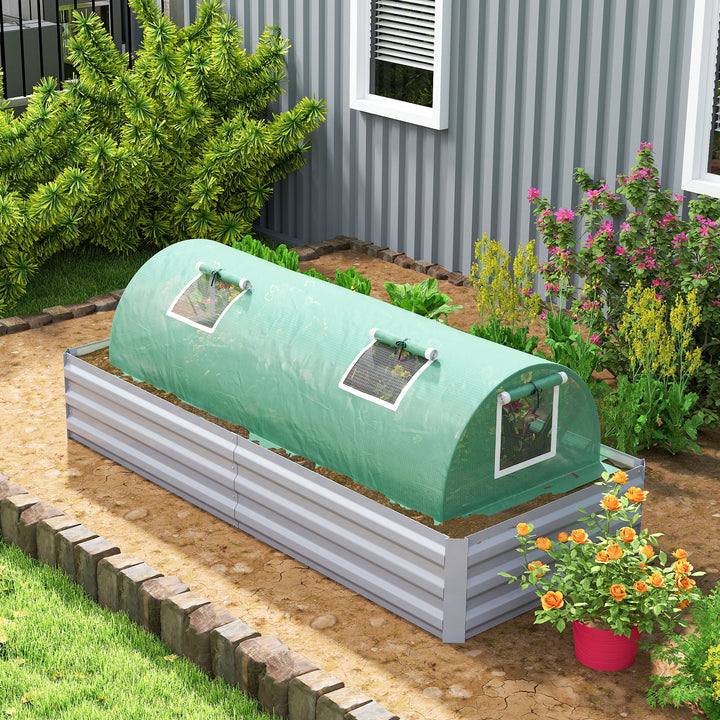 Estufa de Exterior, 200x80x45 cm Estufa de Jardim com 4 Janelas de Rede Enroláveis Estrutura em Aço e Cobertura de PE 140g/m² Anti-UV para Cultivo de Plantas e Flores Verde