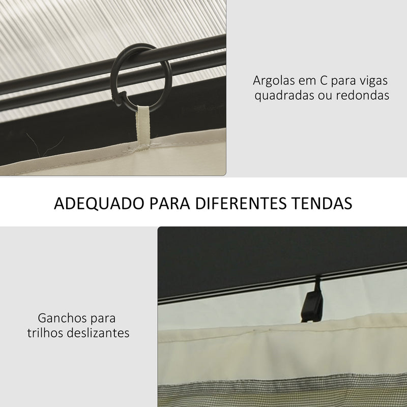 4 Paredes Laterais para Tenda 352x205 cm Laterais para Tenda Universal com Ganchos e Argola em C para Tenda de Jardim Terraço Bege