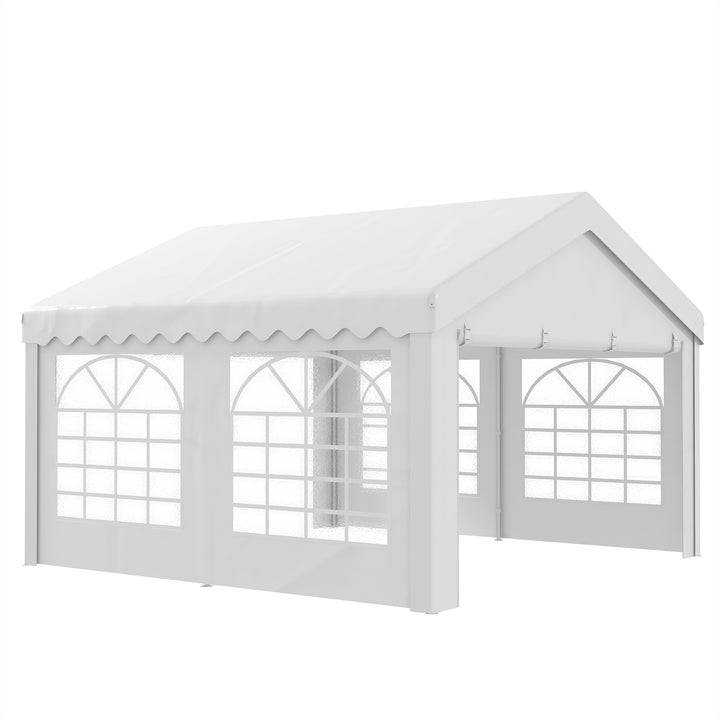 Tenda para Festas 400x400x280cm para Exterior Campismo Casamentos com 4 Janelas e 2 Portas Branco
