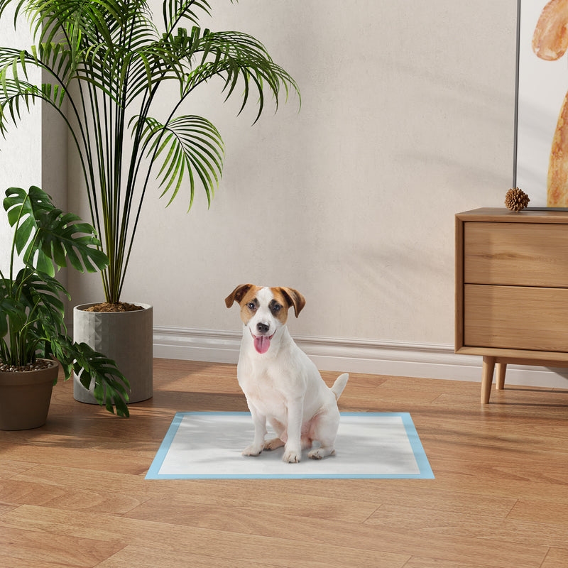 Resguardos de Treino Animais de Estimação 100 Unidades 45x60 cm Resguardos Absorventes para Cães Desenho com 6 Camadas com Superfície de Secagem Rápida Azul