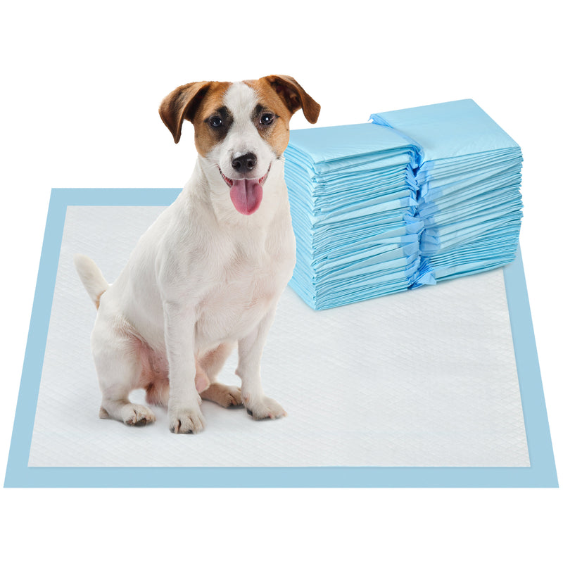 Resguardos de Treino Animais de Estimação 100 Unidades 45x60 cm Resguardos Absorventes para Cães Desenho com 6 Camadas com Superfície de Secagem Rápida Azul