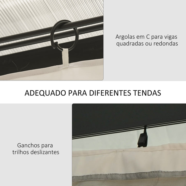 4 Paredes Laterais para Tenda 352x205 cm Laterais para Tenda Universal com Ganchos e Argola em C para Tenda de Jardim Terraço Bege