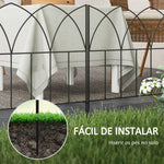 Cercas de Jardim 205x45,5 cm Conjunto de 5 Cercas Decorativas para Jardim de Metal Combinação Livre Barreira para Animais para Terraço Pátio Relva Preto