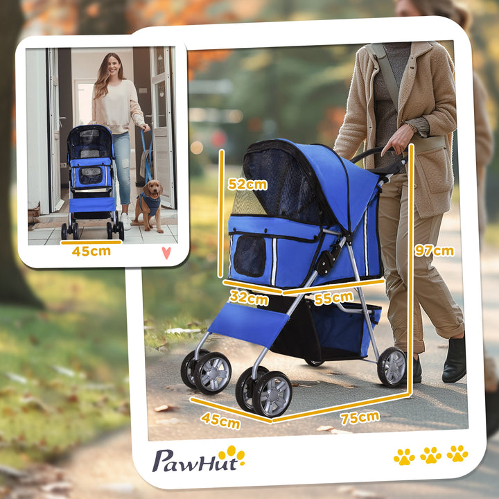 Carrinho Cães Animais de estimação Dobrável Azul 75 x 45 x 97 cm