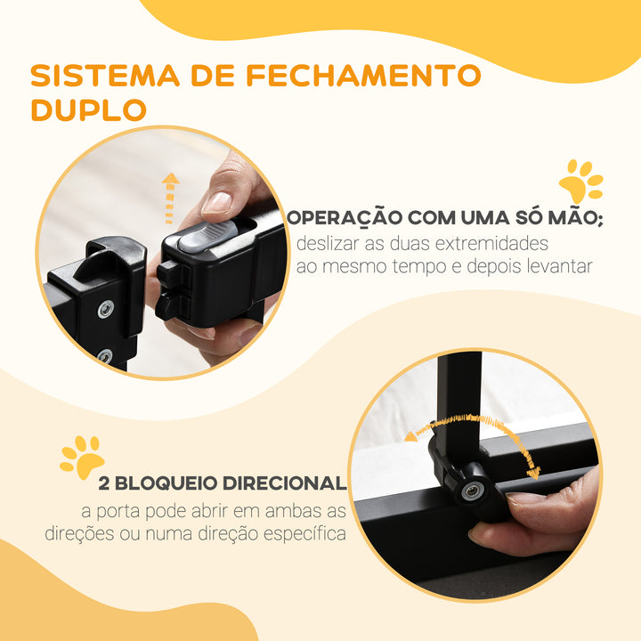 Barreira de Segurança para Cães Barreira com Largura Ajustável 74-80 cm Barreira para Cães para Escadas e Portas Preto