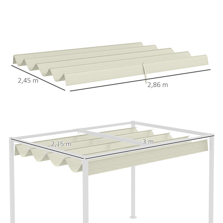 Cobertura para Pérgola Retrátil 286x245 cm Teto de Substituição para Pérgola com Proteção UV30+ para Pérgola de 3x2,15 cm Creme