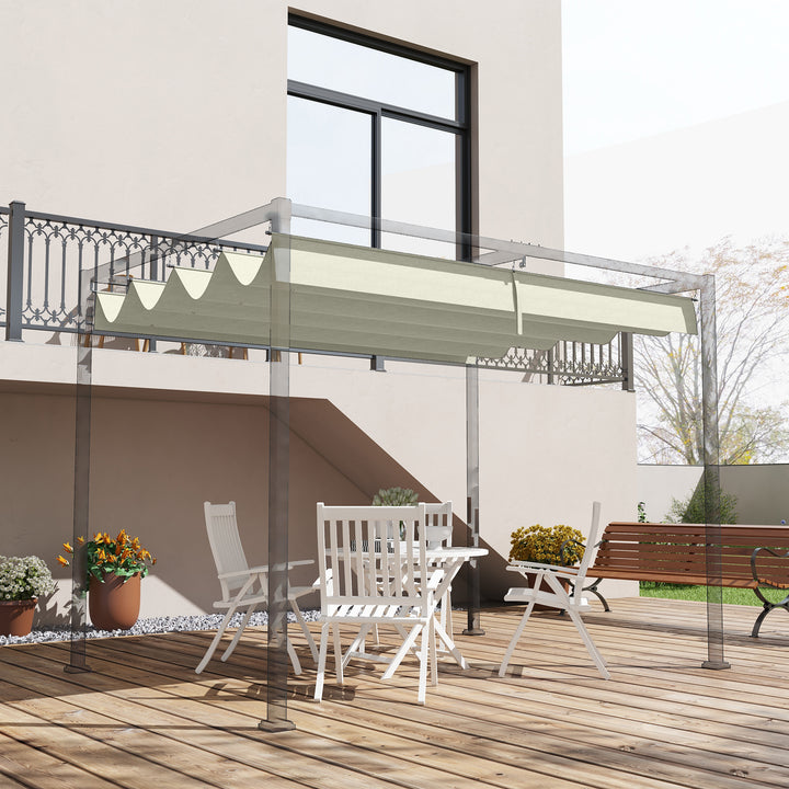 Cobertura para Pérgola Retrátil 286x245 cm Teto de Substituição para Pérgola com Proteção UV30+ para Pérgola de 3x2,15 cm Creme