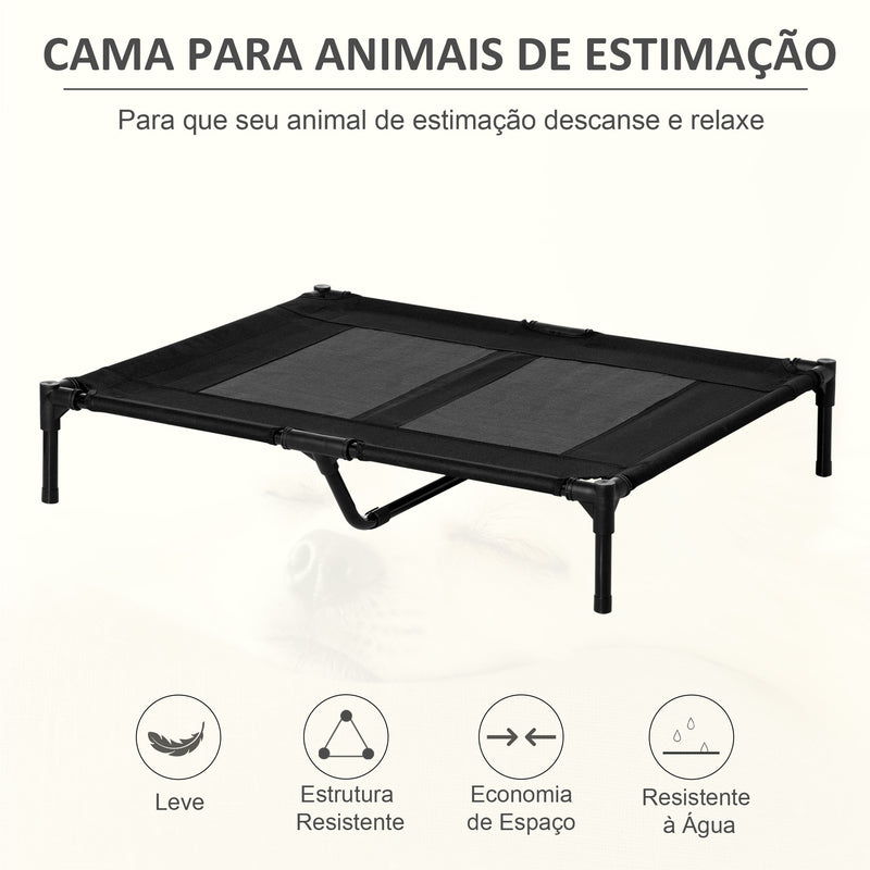 Cama Elevada para Cães Cama de Animais de Estimação com Malha Transpirável e Tecido Oxford para Exterior Interior Jardim Terraço 92x76x18 cm Preto