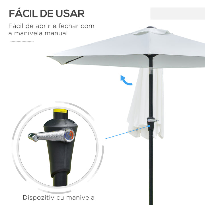 Chapéu de Sol de Jardim Ø230x216 cm Chapéu de Sol de Terraço com Teto Ajustável Abertura Manual Impermeável para Pátio Piscina Praia Creme