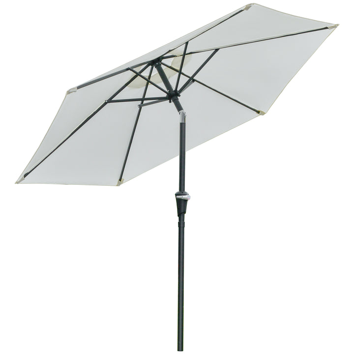 Chapéu de Sol de Jardim Ø230x216 cm Chapéu de Sol de Terraço com Teto Ajustável Abertura Manual Impermeável para Pátio Piscina Praia Creme