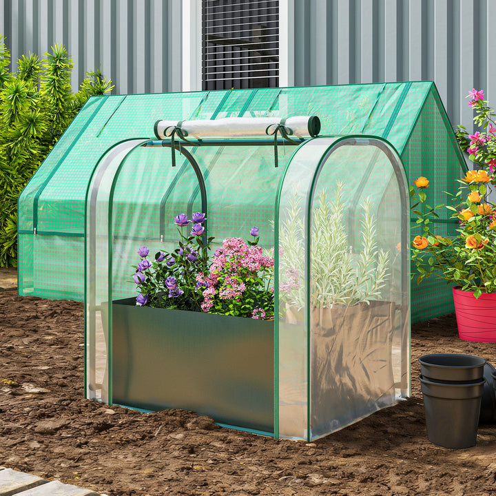 Mini Estufa com Bolsa de Plantação, 68x50x70 cm Estufa Pequena Portátil para Interior e Exterior com Porta Enrolável Estrutura em Aço Impermeável para Jardim, Varanda ou Pátio Verde