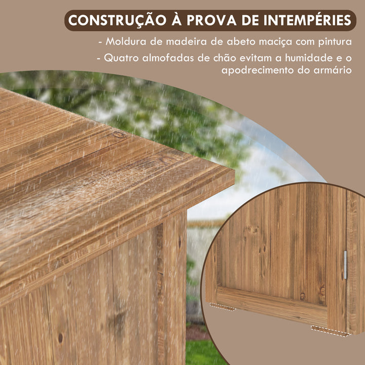 Ármário de Jardim Abrigo de Madeira para Exterior com 2 Portas Magnéticas Abrigo para Armazenamento de Ferramentas 77x55x72 cm Marrom