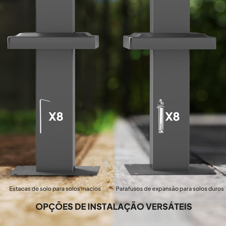 Pérgola com Telhado Retrátil Pérgola de 3x3 m Pérgola de Parede ou Independente com Fecho Magnético Proteção UV30+ Pérgola para Jardim Terraço Exterior Cinzento