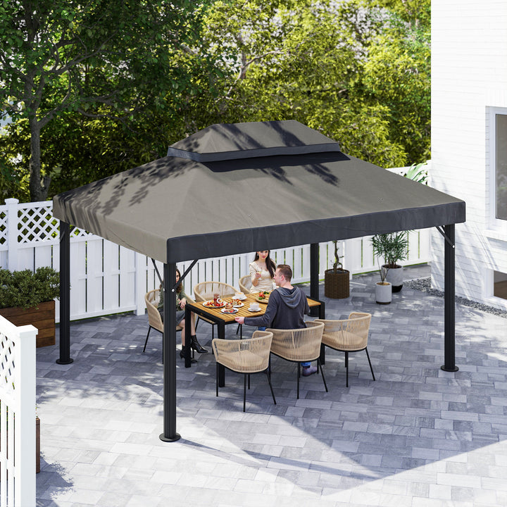 Toldo de Substituição para Pérgola 4x3 m Toldo para Pérgola com Teto Duplo Mosqueteira Proteção UV 30+ Toldo de Substituição para Pérgula Cinza
