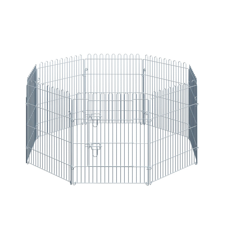 Parque para Animais de estimação com 8 Vedações 63x76 cm Prata