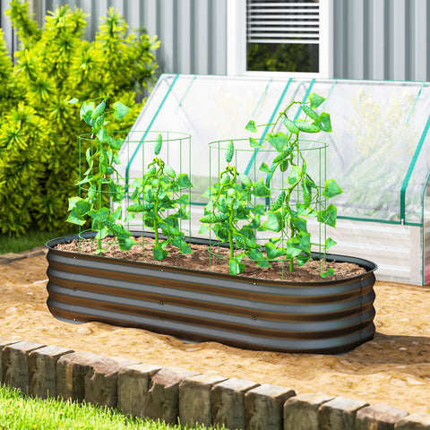 Caixa de Plantio de Exterior Grande em Aço Galvanizado para Cultivo de Plantas Floreira Exterior com Bordas de Segurança Montagem Fácil Resistente às Intempéries 150x62x30 cm Cinzento