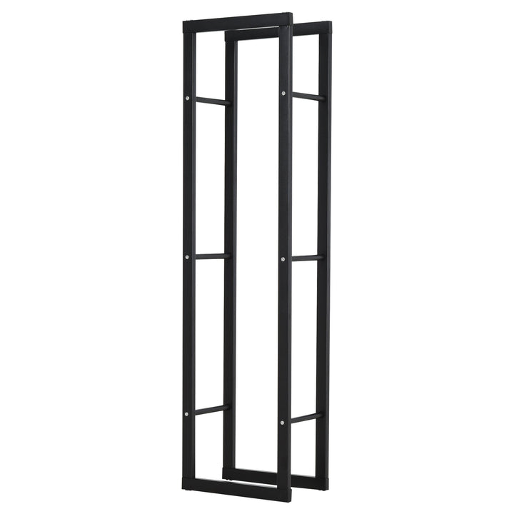 Suporte para Lenha de Metal Porta Lenha Metálico para Interior e Exterior Carga Máxima 100 kg 40x25x150 cm Preto