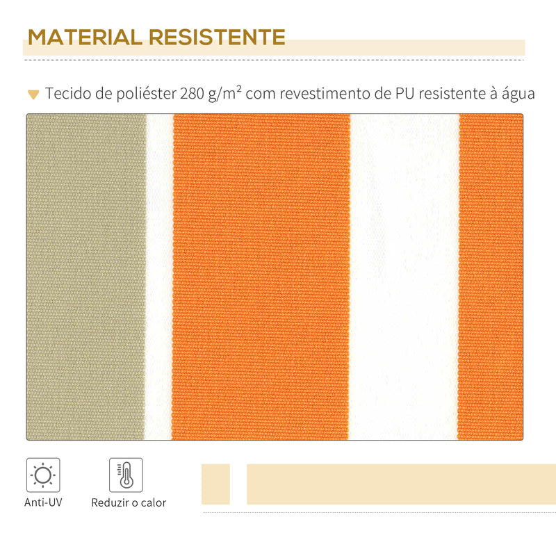 Toldo Retrátil com Manivela Toldo de 300x200cm com Braço Articulado de Alumínio e 280 g/m² Laranja e Branco