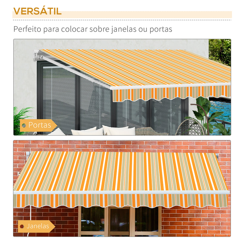 Toldo Retrátil com Manivela Toldo de 300x200cm com Braço Articulado de Alumínio e 280 g/m² Laranja e Branco