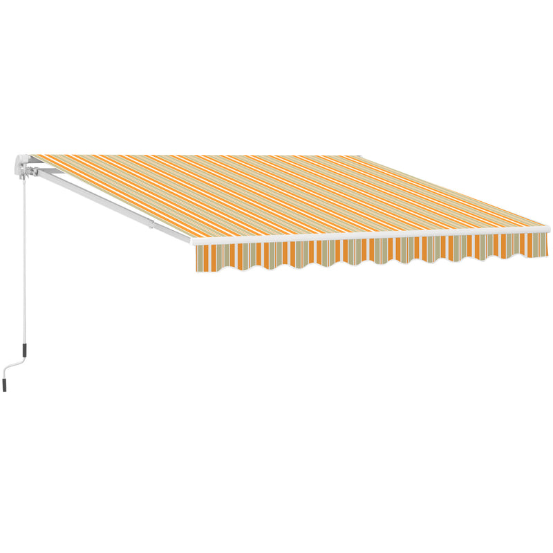 Toldo Retrátil com Manivela Toldo de 300x200cm com Braço Articulado de Alumínio e 280 g/m² Laranja e Branco