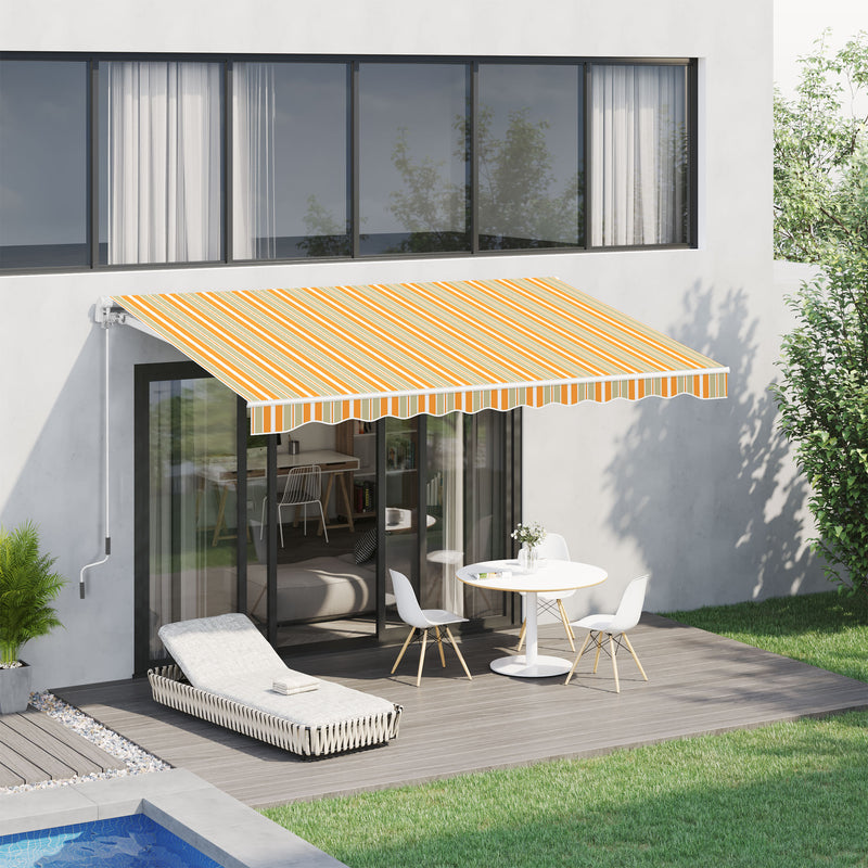 Toldo Retrátil com Manivela Toldo de 300x200cm com Braço Articulado de Alumínio e 280 g/m² Laranja e Branco